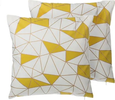 Produktbild von BELIANI Dekokissen Gelb Baumwolle 2er Set 45 x 45 cm Netzmotiv Wohnzimmer Salon Schlafzimmer
