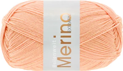 Produktbild von Lana Grossa MEILENWEIT 100 g MERINO EXTRAFINE weiche 4-fach Merino-Sockenwolle 420 m Farbe 2458 - Apricot