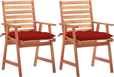 Produktbild von Garten-Essstühle 2 Stk. mit Kissen Massivholz Akazie