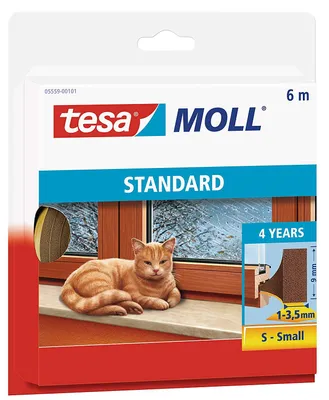 Zdjęcie produktu dla uszczelka piankowa tesa Moll STANDARD I-Profile, samoprzylepna uszczelka piankowa 9 mm x 6 m do okien i drzwi, - 1 sztuka (05559-00101-00)