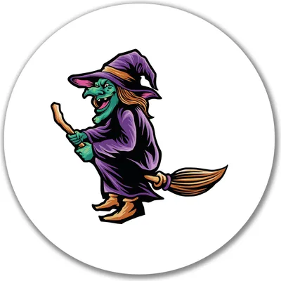 Produktbild von Huuraa Aufkleber Hexe Halloween 10cm rund Sticker Geschenkidee