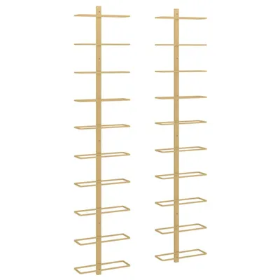 Produktbild von vidaXL Wand-Weinregale für 10 Flaschen 2 Stk. Golden Metall