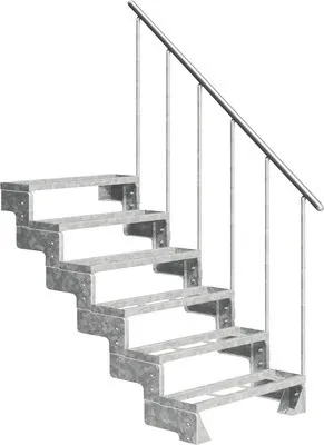 Produktbild von Aussentreppe Pertura Tallis mit Geländer 6 Steigungen Einlegestufen 80 cm Metall