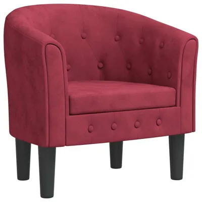 Image de Fauteuil rouge bordeaux velours