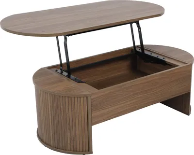 Immagine prodotto di Tavolino ovale con piano sollevabile effetto legno scuro - Oviala Gaby
