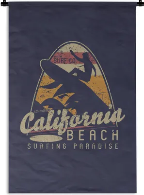 Produktbild von MuchoWow® Wandteppich Wandbehang Vintage - Surfen - Surfbrett 90x135 cm Tapisserie Dekoration Wandtuch - Baumwolle - Wandskulptur