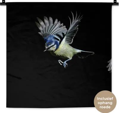 Produktbild von MuchoWow® Wandteppich Wandbehang Vögel - Federn - Schwarz 60x60 cm Tapisserie Dekoration Wandtuch - Dekorationen - Wand Decke