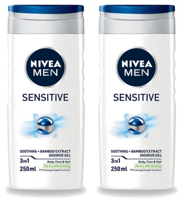 Produktbild von 2 x NIVEA MEN Sensitive Pflegedusche - Hydratisierend - 250 ml - Vorteilspackung - 2 Stücke