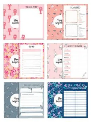 Produktbild von 6 Notizblöcke A6 inkl. To Do Liste, Notizblock, Wochenplaner bzw. Kalender, Einkaufsliste und Block Schiffe versenken