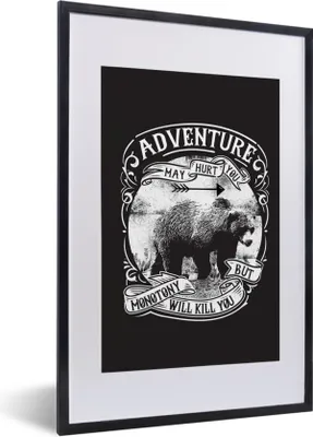 Produktbild von MuchoWow® MuchoWow® Gerahmtes Poster Bär - Tiere - Retro - Zitat 40x60 cm - Poster mit zchwarzem Bilderrahmen - Poster in Rahmen