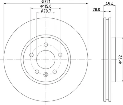 Produktbild von 2x HELLA Bremsscheibe 8DD 355 132-171 für OPEL INSIGNIA Caravan INSIGNIA CC