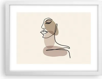 Produktbild von Gerahmtes Poster - Weißer Rahmen - Zeichnung einzeilig Frau - 40x30 cm - Wand Bild - Wanddeko - Wandbilder - Kunstposter - Wandposter - Bilderrahmen - Bilder - Kunstdruck - P2WAA40x30-4612