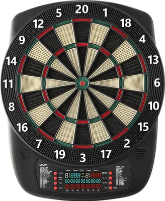 Immagine prodotto di Bersaglio elettronico per freccette, bersaglio da 336 mm con 43 giochi e oltre 200 varianti per un massimo di 8 giocatori, 6 aste per freccette con alette e 50 punte morbide, schermo LCD a colori per il punteggio, ideale pergiochi domestiche.