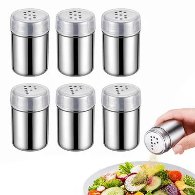 Mini-Salzstreuer 6er-Set Edelstahl 5 ml für unterwegs