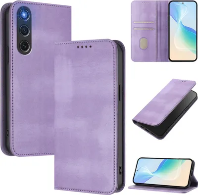 Produktbild von Handyhülle für ZTE nubia RedMagic 10 Air, Vintage Leder RFID Schutz Kartenfach Standfunktion Magnetische Klapphülle Violett