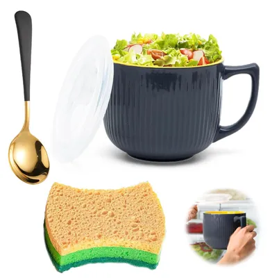 Immagine prodotto di Grande ciotola per zuppe con manico e coperchio - 900 ml Vetroceramica