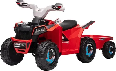 Image de Quad électrique pour enfants Fortuna Lai avec remorque, 2,5 km/h, autonomie de 50 minutes, pour les enfants de 1,5 à 3 ans, jusqu'à 25 kg, rouge