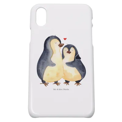 Produktbild von Mr. & Mrs. Panda Iphone 10 Handyhülle Pinguin umarmen - Weiß - Geschenk, Handycover, Cover, Verknallt, Umarmung Verliebt, X, Liebe, Hochzeit, Handy, Hochzeitstag