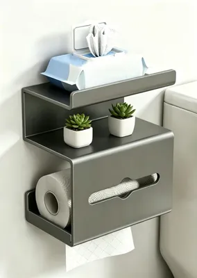 Produktbild von Toilettenpapierhalter Ohne Bohren, Klopapierhalter mit Ablage, Klorollenhalter Wandmontage,Papier Halterung Rollenhalter für Badzimmer