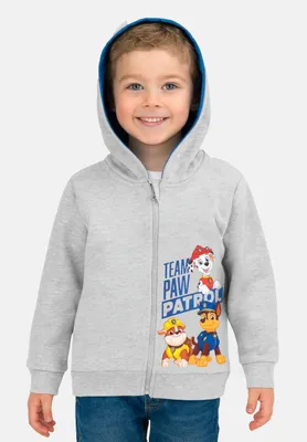 Produktbild von Paw Patrol Kapuzenpullover für Jungen mit Reißverschluss -Team Paw Patrol - Hoodie Sweatjacke Grau 86-92