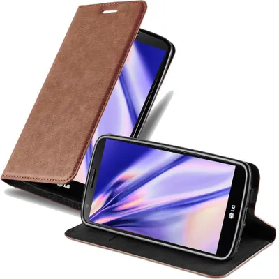 Produktbild von Cadorabo Hülle für LG G2 Schutz Hülle in Braun Handyhülle Etui Case Cover Magnetverschluss