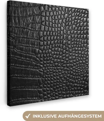 Produktbild von MuchoWow® - Leinwandbilder - Leder - Strukturiert - Schwarz - Grau, Wandbild, Wanddeko Bilder Wohnzimmer, 50x50cm