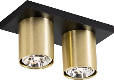 Produktbild von QAZQA - Modern Moderner Deckenstrahler schwarz mit Gold I Messing 2-flammig-flammig – Tubo I Wohnzimmer I Schlafzimmer - Aluminium Länglich - LED geeignet GU10
