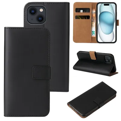 Produktbild von Handyhülle für Apple iPhone 15 Plus Klapphülle Bookcase Flip Cover Hülle Handy Tasche Etui Farbe: Schwarz