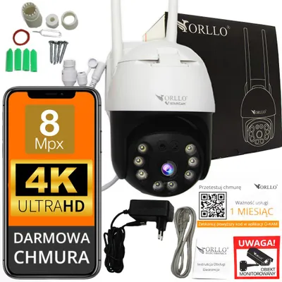 Zdjęcie produktu dla Kamera WiFi IP 8 Mpx 4K Zewnętrzna Obrotowa Bezprzewodowa ORLLO Z20 CHMURA