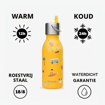 Produktbild von Trinkflasche, Thermosflasche für Kinder - 350 ml - Edelstahl - mit Strohhalmdeckel - auslaufsicher