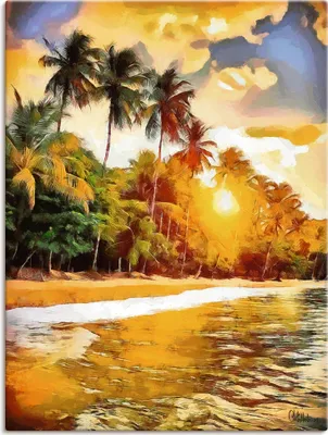 Produktbild von ARTland Leinwandbild Sonnenuntergang in den Tropen III Größe: 90x120 cm