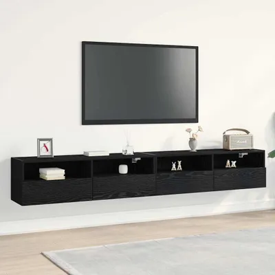 Produktbild von vidaXL TV-Wandschrank 2 Stk. Schwarz Eichen-Optik Holzwerkstoff