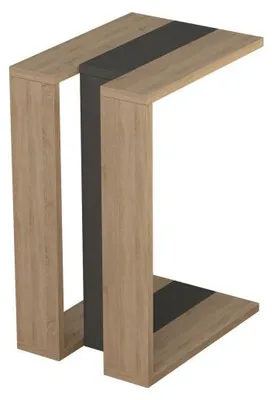 Image de Table d'appoint en panneau mélaminé chêne et anthracite 30 x 57 x 40 cm