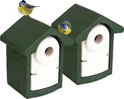 Produktbild von BigDean 2x Nisthöhle aus Holzbeton - Nistkasten für Vögel - Meisen Meisenkasten Einflugloch 32 mm Vogelnistkasten - stabil & wetterfest