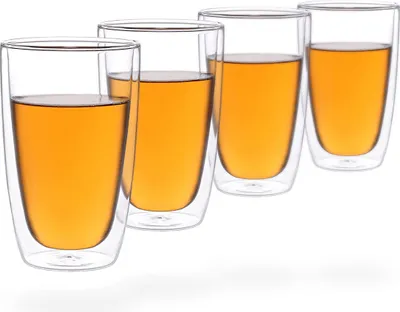 Produktbild von Melina doppelwandige Gläser / Trinkbecher / Thermogläser, 4 Teegläser je 360ml, Borosilikatglas