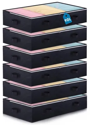 Obrázok produktu pre Sada 6 skladacích úložných boxov pod posteľ