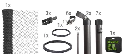 Obrázek produktu pro Plotové pletivo Alberts, výška 100 cm, délka 15 m, kompletní plotová souprava pro zabudování do betonu, antracit-metalická barva, velikost ok 60 x 60 mm