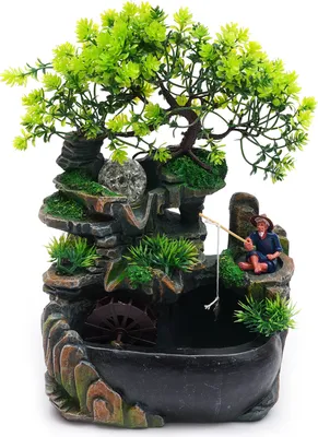 Produktbild von Zimmerbrunnen mit LED Beleuchtung farbwechsel Wasserfall Tischbrunnen Innenbrunnen Gartenbrunnen Dekoration Feng-Shui Ornamente