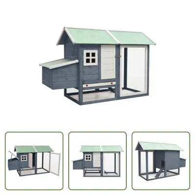 Image de The Living Store Cage à poules Grise 170x81x110 cm Pin massif & sapin
