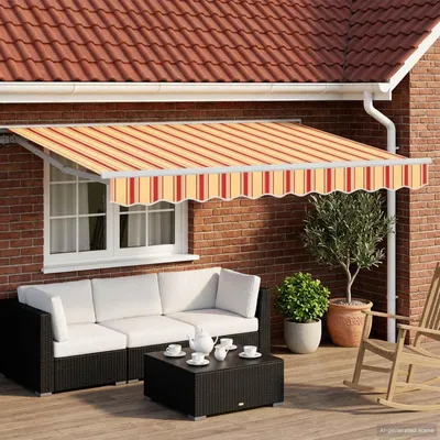 Image de vidaXL Store électrique rétractable jaune, orange et blanc 3,5 x 2 m