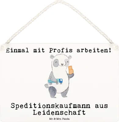 Produktbild von Mr. & Mrs. Panda Schild Speditionskaufmann Leidenschaft DIN A6 - Weiß - Geschenk, wandtafel, Türschild, kleine aufmerksamkeit, Dekobrett, holzbild