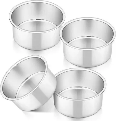 Produktbild von Famanu Mini-Backform Set 4 Stück - 10 cm Edelstahl Backformen für Torte, Quiche und Pizza