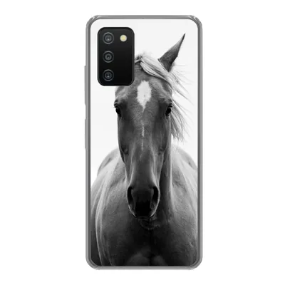 Produktbild von MuchoWow® Handyhülle Schutzhülle Hülle für Samsung Galaxy A03s Pferd - Tier - Schwarz - Weiß Silikon Softcase Handy Hülle - Schutz