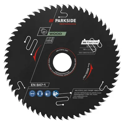 Produktbild von PARKSIDE PERFORMANCE® Kreissägeblätter 190 mm Holz zu 40V Akku-Handkreissäge (190 mm Holz 60 Zähne)