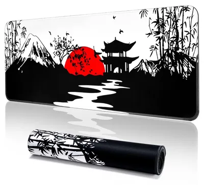 Productafbeelding van Japanse muismat (800 x 300 x 3 mm), afwasbare gaming-muismat met antislip rubberen onderkant, geschikt voor kantoor en thuisgebruik