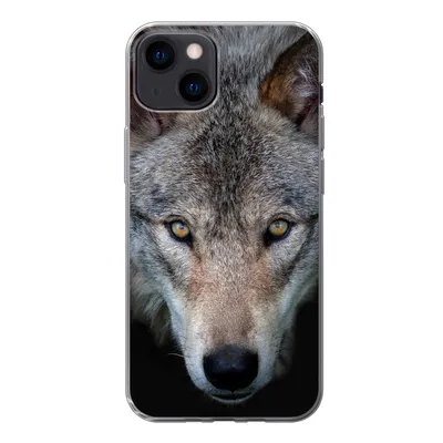 Produktbild von MuchoWow® Handyhülle Schutzhülle Hülle für iPhone 13 Wolf - Porträt - Schwarz Silikon Softcase Handy Hülle - Karteninhaber