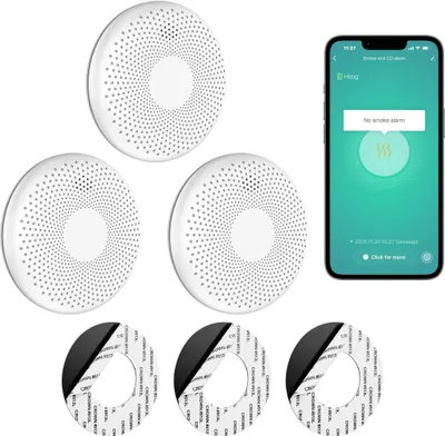 Produktbild von SAVS CS11W Kombinierter Rauch und CO Melder WLAN 3er-Pack – 10 Jahre Batterie – Smart WiFi kompatibel mit Tuya App – Montage ohne Bohren
