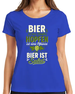 Produktbild von Bier ist aus Hopfen also Bier ist Salat Lustig Party Saufen JGA Damen T-Shirt, Blau, 3XL