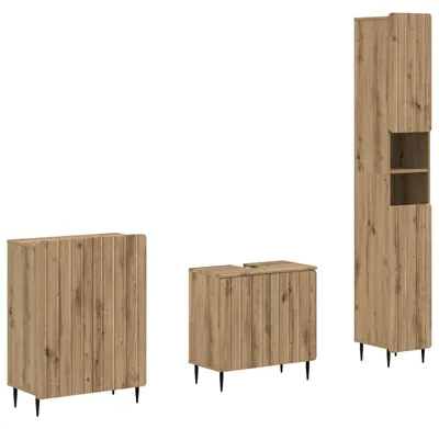 Immagine prodotto di vidaXL Sistema di mobili da bagno in 3 pezzi, modello ZWOLLE, finitura "Artisan" effetto legno di quercia