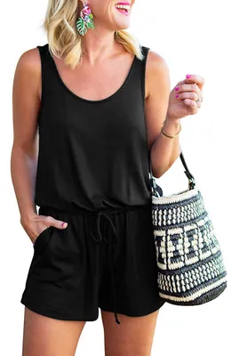 Produktbild von CLOUSPO Jumpsuit Damen Elegant Sommer Kurz Ärmellos Playsuit Strand Overall Romp